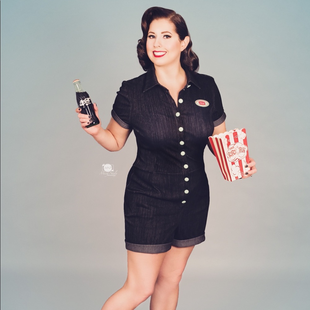 Women’s Black Short Sleeve Denim Romper